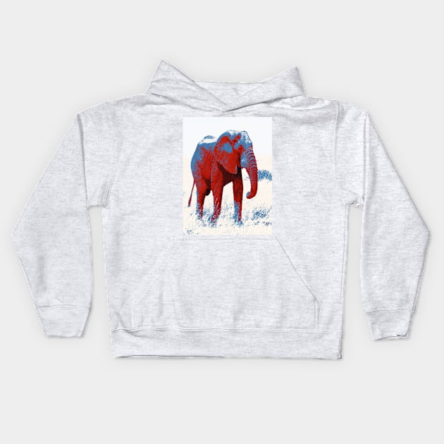 African Elephant Shirt | Pop Art Red and Blue Elephant design Kids Hoodie by DesignsbyZazz